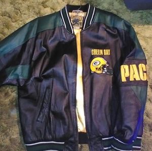 Vintage genuine leather Green Bay Packers jacket